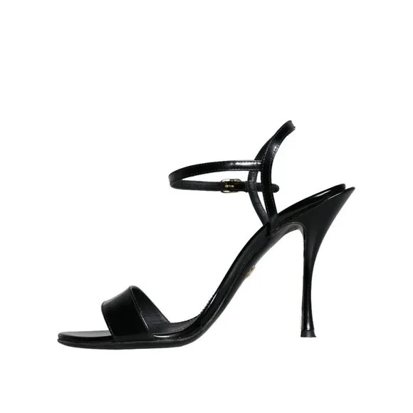 Dolce & Gabbana Black KEIRA Leather Heels Sandals Shoes - Picture 6 of 10